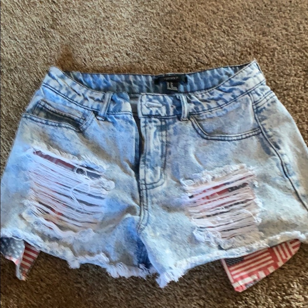 💕American flag acid wash shorts💕